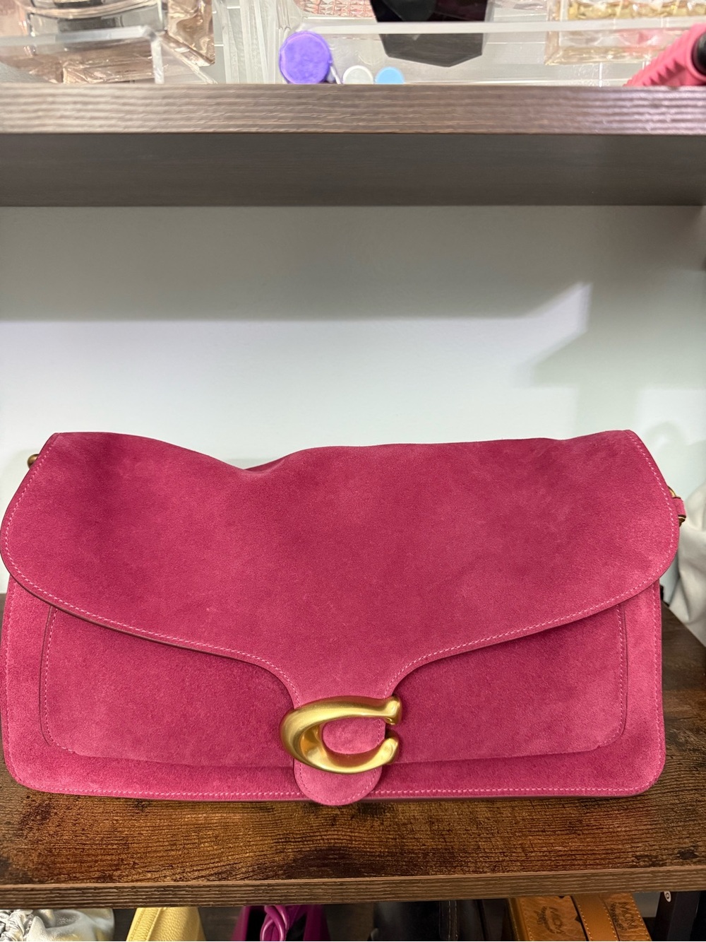 Coach Tabby 36 Dark Fuschia Shoulder Bag with Gold hardware.